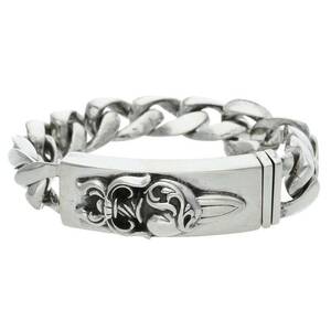 クロムハーツ Chrome Hearts ID DGGR HEART/ダガーハートIDクラシックリンク シルバーブレスレット 中古 GZ11