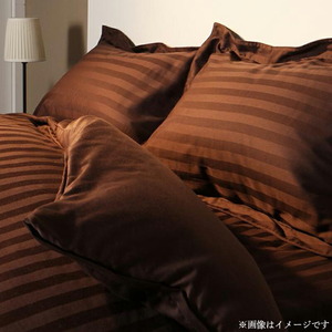 ショート丈ベッド用　6色から選べる　綿混サテン ホテルスタイルストライプカバーリング 枕カバー 1枚 サンドベージュ