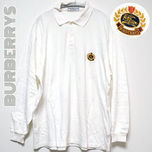 BURBERRYS■ロゴワッペン長袖ポロシャツ ロングTシャツ　バーバリーズ イングランド製　L　メンズ　レディース　オーバーサイズ
