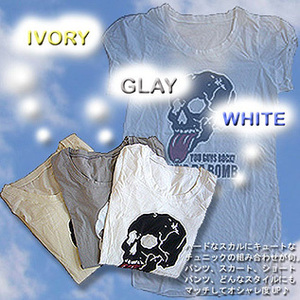 a.co.co. アココ　スカル　チュニックTシャツ　ホワイト skull tunic tee other-104-acoco-14