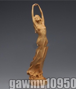 驚安●美少女 ◆裸婦像◆女性像 東洋彫刻 天然木・置物・柘植製高級木彫り・細密