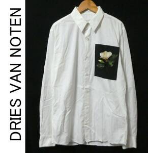 正規品 Dries Van Noten ドリスヴァンノッテン 花柄 長袖ドレスシャツ 46 白 ホワイト