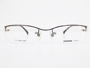 ∞【デッドストック】renoma レノマ 眼鏡 メガネフレーム 25-RB8 52[]17-140 メタル チタン ツーポイント ブラウン □H8