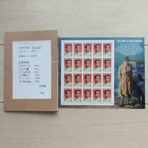 ■『HumphryBogart/Steel写真』裏面WarnerBroth印７枚＋HumphryBogart記念切手(32￠)20枚1Sheet一括。伝説の米国俳優ハンフリーボガート。
