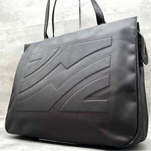 【A4収納/美品】Salvatore Ferragamo フェラガモ トートバッグ ハンド メンズ レディース ビジネス 肩掛け レザー 本革 ダークブラウン 