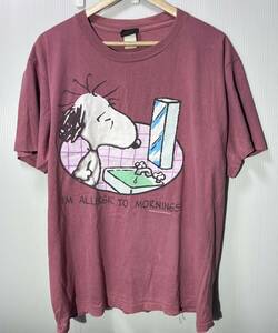 80s SNOOPY ヴィンテージ プリント Tシャツ 赤系 XL USA製 スヌーピー PEANUTS changes spruce ARTEX キャラクターT