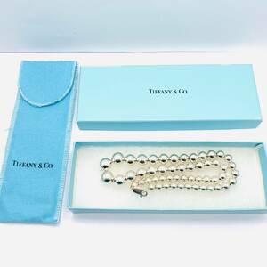 美品 TIFFANY&Co. ティファニー グラジュエイテッド ネックレス SV925 ボールチェーン 箱 保存袋付き