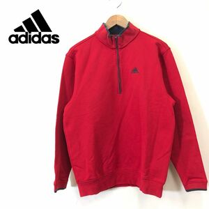 M1983-F-N◆ old ◆ adidas アディダス ハーフジップトレーナー スウェットシャツ トップス ◆ sizeS コットン ポリエステル レッド 古着