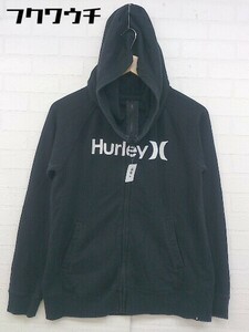 ◇ Hurley ハーレー 裏起毛 ロゴ プリント ジップアップ パーカー サイズS ブラック レディース