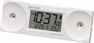 リズム(RHYTHM) 目覚まし時計 大音量 電波 デジタル フィットウェーブバトル100 温度 曜日 カレンダー 白 RHYTHM 8RZ19
