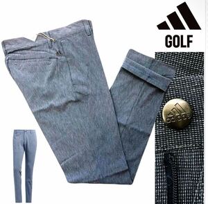 △K079新品【ウエスト79】クルーネイビー adidas GOLF アディダス ゴルフ 春夏 ヘザー調 ストレッチ テーパード パンツ 軽量 裾上げ可