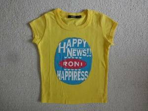 RONI　　S（110）　黄色・ラインストーン使半袖Tシャツ