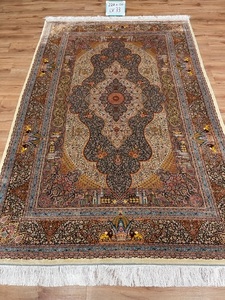 ペルシャ絨毯・最高級ハンド&マシン織り・ 世界最高密度150万ノット ・豪奢なクムデザイン 220cm×150cm lv33