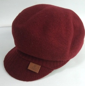 秋冬 Vivienne Westwood ヴィヴィアンウエストウッド バスクキャスケット 帽子 未使用 ワイン系 日本製 S～M サイズ調整機能付き 