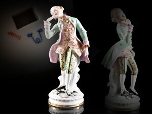 【雲】 名家買取品 Meissen マイセン 紳士像 高さ22㎝ 古美術品(ヴィンテージアンティーク人形置物旧家蔵出)CA8988 UTDmkjh