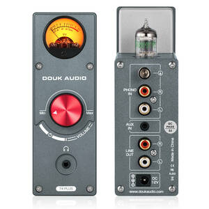 Douk Audio T4 PLUS 5654 真空管レコードプレーヤー ステレオ プリアンプ ヘッドフォンアンプ VUメーター フォノプリアンプ(SUC-T4PLUS)
