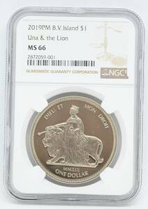 ウナとライオン NGC MS66 イギリス領ヴァージン諸島 2019年 銅ニッケル 1ドル硬貨