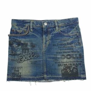 HYSTERIC GLAMOUR ヒステリックグラマー JEANS THE NEWYORK 英字プリント スタッズ 5ポケット デニム ミニスカート【中古】