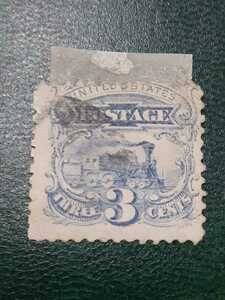 レア　アンティーク切手　アメリカ　1869年 機関車　3c 使用済み