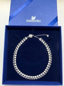 送料無料　美品　スワロフスキー　SWAROVSKI ネックレス　ブルー　クリア　2連ネックレス　マグネット　箱あり