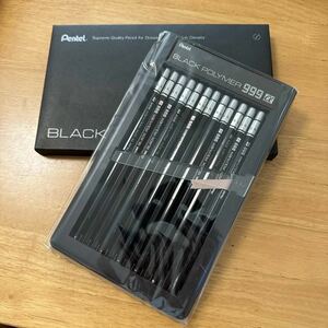 新品 廃盤 Pentel ぺんてる 鉛筆 BLACKPOLYMER ブラックポリマー 999 α F CB200 12本セット 1ダース 箱付き ポリマー芯 昭和レトロ