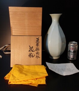 即決 大幅値下げ 人間国宝 清水卯一 蓬莱磁面取 花瓶 共箱付き 本物保証 JAPANESE ANTIQUE VINTAGE OBO BIN