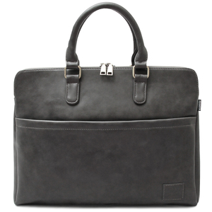 新品■ビジネスバッグ メンズ PUレザー 薄い 軽い 合皮 ブリーフケース A4 ノートPC ファスナー 通勤鞄 バッグ カバン スムース グレー