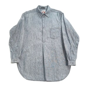 16AW FRANK LEDER リネン グランパシャツ プルオーバー L/S Shirt 長袖シャツ ストライプ ドイツ製 vintage linen