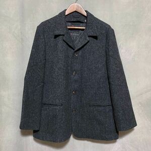 美品 Papas パパス × MOON 英国生地 キルティングライナー ウール ヘリンボーン ツイード ジャケット ショートコート size.48 (M) グレー