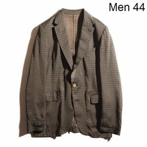 K6921P　▼DRIES VAN NOTEN ドリスヴァンノッテン▼　総柄 レーヨン シルク 2B テーラードジャケット ブラウン 44 春夏 rb mks