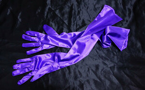 ロング丈 つるつる サテン グローブ 紫