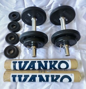 IVANKO ラバープレート ダンベル 22kgセット 2.5kg×4 1.25kg×4 0.5kg×4 ストレートバー 直径28mm