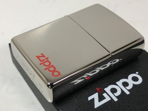Zippo（ジッポーロゴ）Logo Red レッド赤　ニッケルミラー/銀鏡面 シンプル 2ZCL-RD 新品/送料無料
