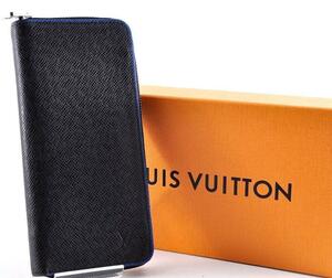 Louis Vuitton ルイヴィトン タイガ ヴェルティカル ジッピー 長財布 ロングウォレット レザー 革 ブラック 黒 ブルー 青 箱付き M121040 