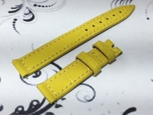 フランクミュラー 純正革ベルト ロングアイランド レリーフ 802QZ REL用 黄色 ケース側 約12ｍｍ 尾錠側 約11.5ｍｍ長さ9.3ｃｍ、5.4ｃｍ