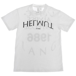 HELMUT LANG ヘルムートラング アップサイドダウン ロゴ Tシャツ トップス ユニセックス メンズ コットン ホワイト 白 XS