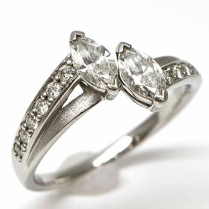 GSTV(ジーエスティーヴィー）◆Pt950 天然ダイヤモンドリング◆M 約5.1g 約18号 0.30ct 0.30ct 0.18ct diamond ring指輪 EE7/EF3