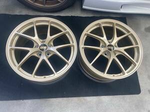 美品 鍛造 アルミホイール BBS RI-A 18×8.5J43 RI-A001 5/100 +43 ゴールド 2本 PCD100 BRZ ZC6 86 ZN6 