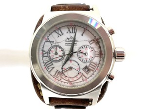 SAAD サード クロノグラフ クォーツ 白文字盤 レザーベルト 腕時計 /B5410