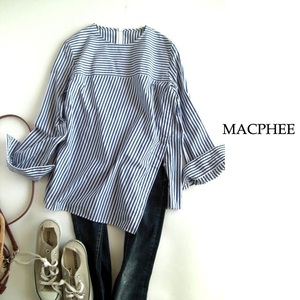 マカフィー(MACPHEE)ボタン付きストライプシャツ トゥモローランド　36　ブルー　送料185円