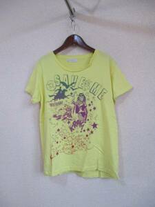 WORLDWIDELOVE黄色プリントTシャツ（USED）50116②