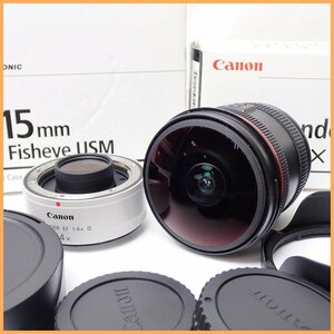 ★Canon/キャノン フィッシュアイ EF8-15mm f/4L Fisheye USM + エクステンダー Extender EF 1.4×III/付属品あり/ジャンク扱い&0997300806