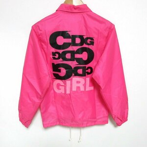 美品 AD2019 COMME des GARCONS GIRL コムデギャルソンガール バックロゴプリント コーチジャケット S ピンク ◆