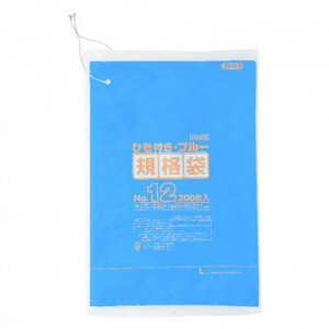 ジャパックス HD規格袋 厚み0.010～0.012mm No.12 ひも付き 青 200枚×10冊×3箱 HKB12 /a