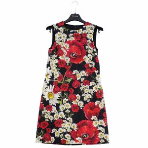 美品 ドルチェ&ガッバーナ DOLCE&GABBANA ワンピース ノースリーブ 花柄 コットン シルク トップス 38 マルチカラー cf03do-rm05e27047