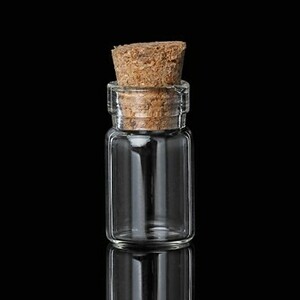 ガラスボトル（10個パック）ミニサイズのガラス瓶コルクキャップ付ビーズパーツの仕分けコレクションに多肉植物に22mm×10mm