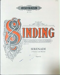 シンディング セレナーデ sinding serenade op92 輸入楽譜/洋書/弦楽/ピアノ三重奏曲/ヴァイオリン/peters/ペータース