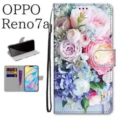 新品■OPPO Reno7A オッポ　リノ5A　手帳型　花柄（ブーケ）