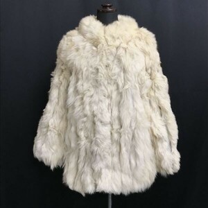 フォックスファーコート/毛皮/スタンドカラー【11号/レディースL/白系/white】フック留め/Coats/Jumpers◆pBH409