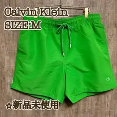 【新品】Calvin Klein カルバンクライン　水着　黄緑　ビッグロゴ　M